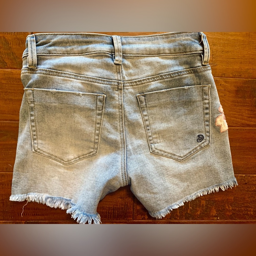 Embroidered Light Blue Denim Shorts - Picture 3 of 8